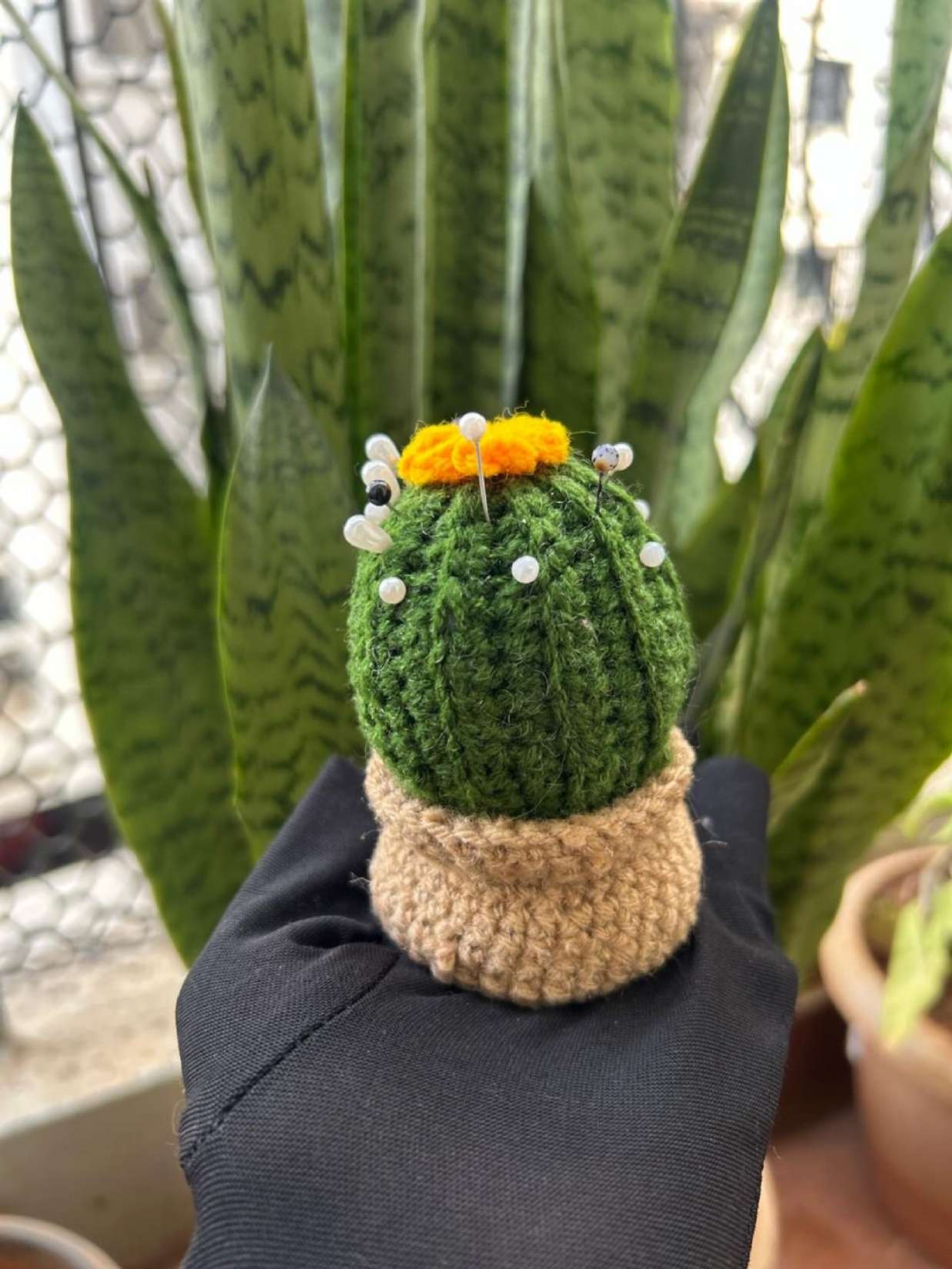 Crochet Pin Holders in Cactus Bloom
